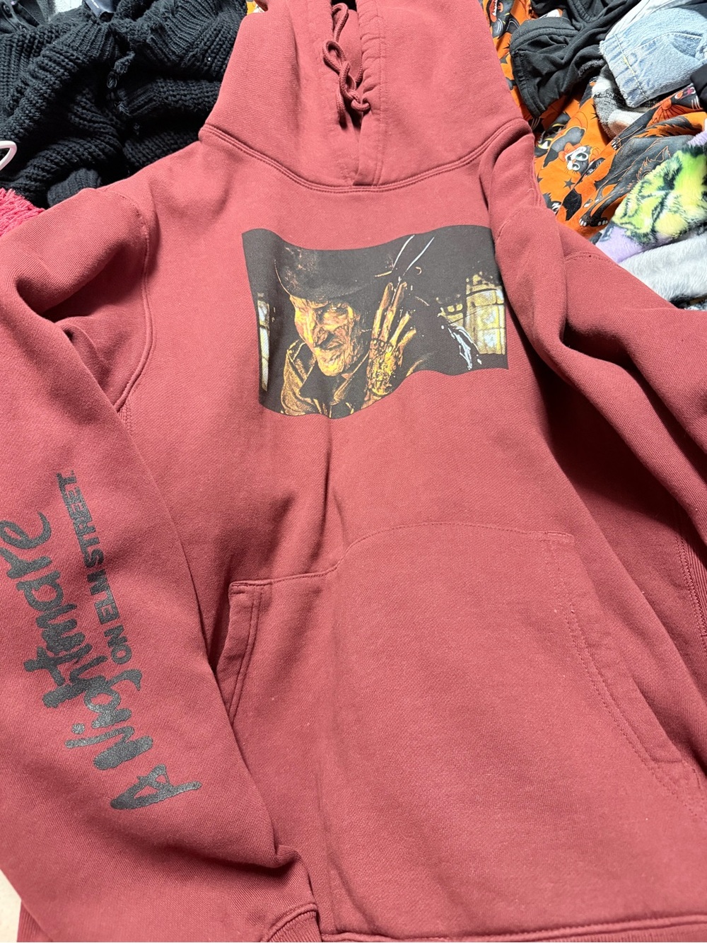 Men's Maroon Nightmare On Elm Street Graphic Hoodie
